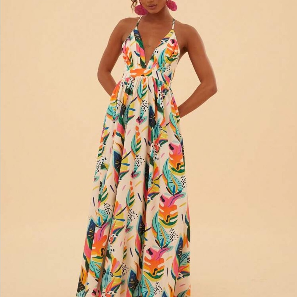 Multicolor Halter Maxi Dress